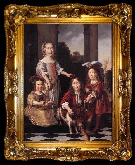 framed  MAES, Nicolaes Portrait of Four Children, ta009-2